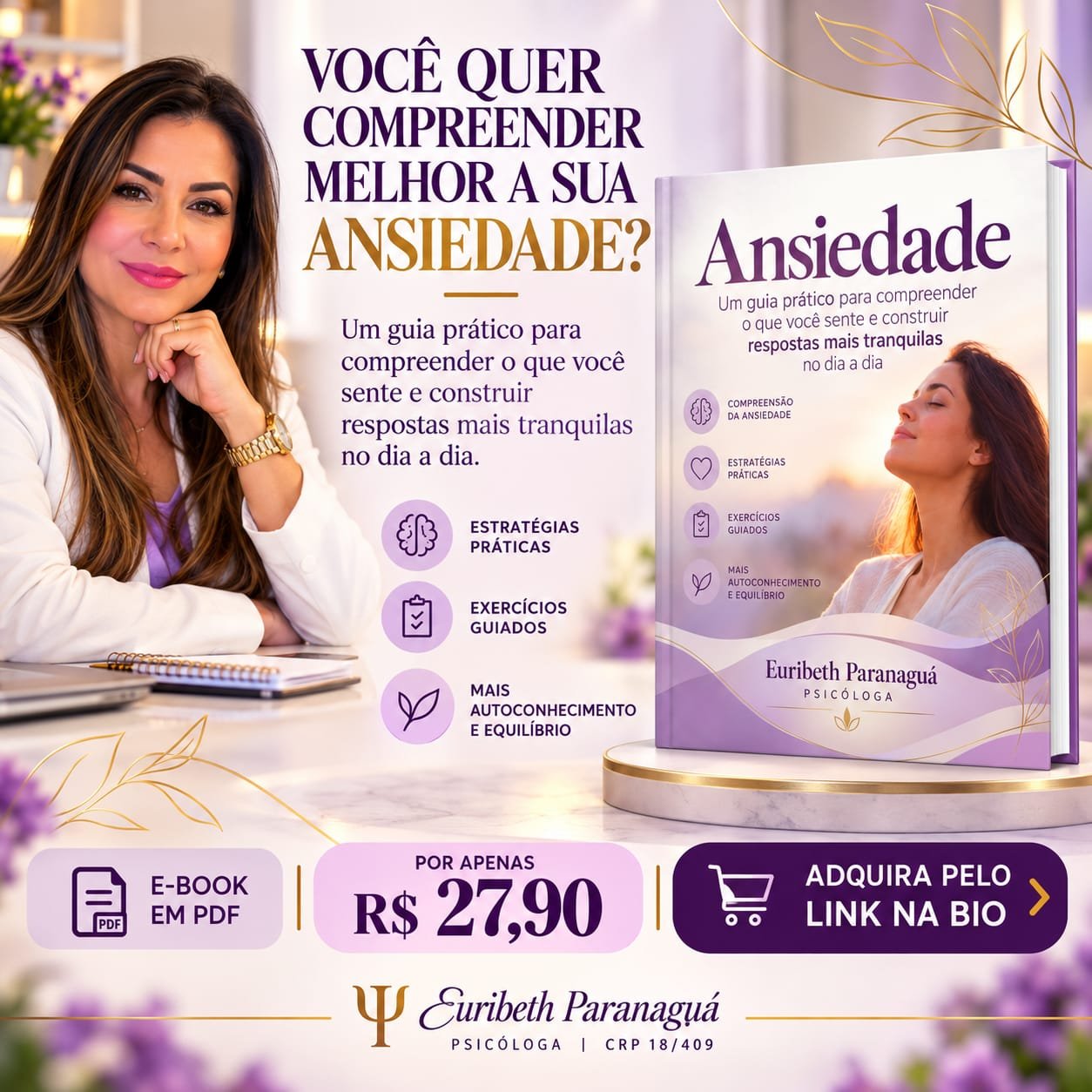 E-book Ansiedade, um guia prático de Euribeth Paranaguá